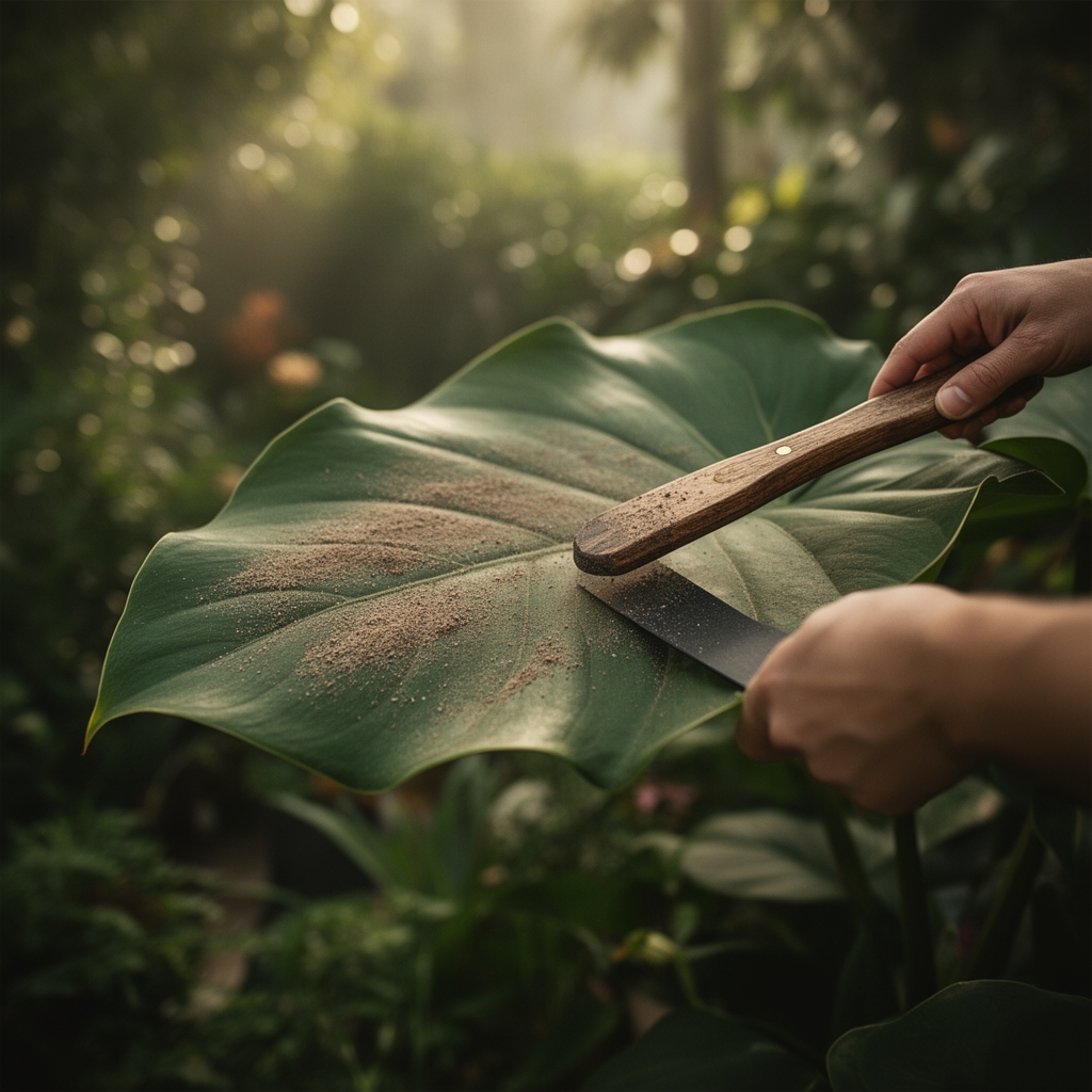 Steps to clean dust off large plant leaves