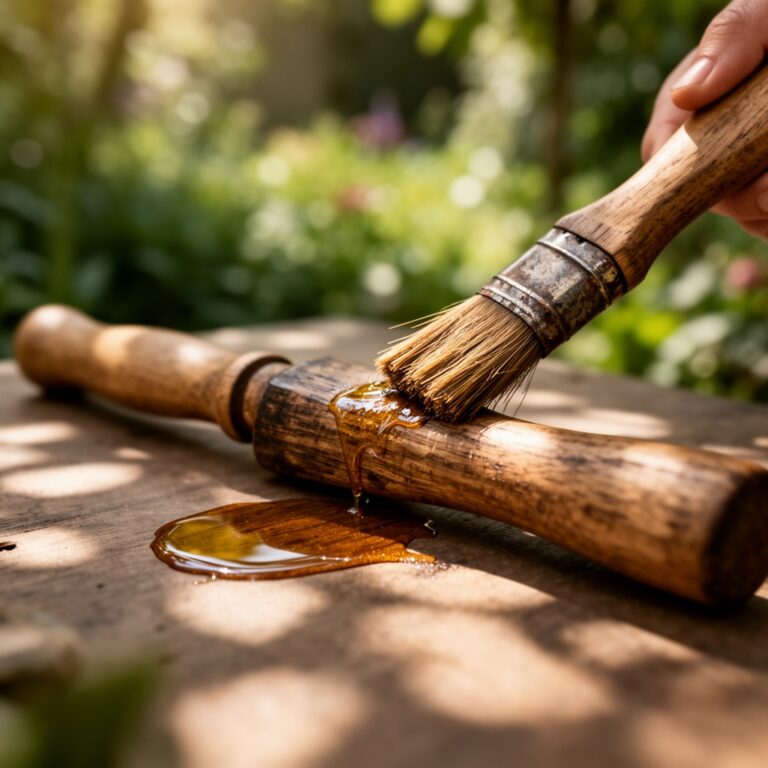 Preparing wooden tool handles with linseed oil