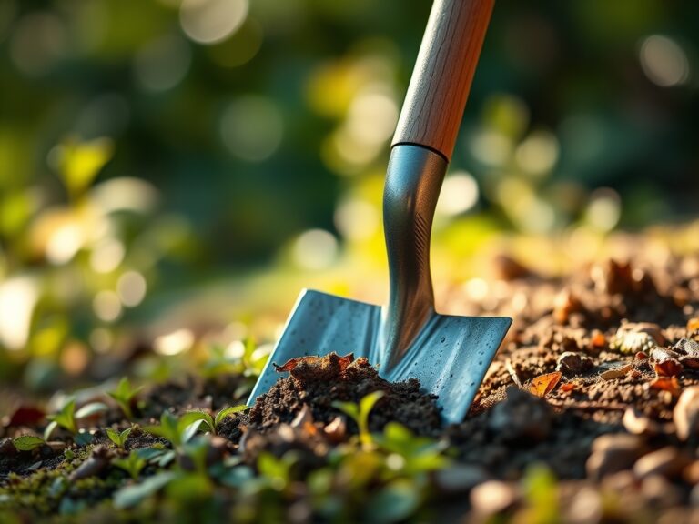 Using a spade for artistic landscaping